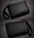 Mr Coal Puzzle Monogram Shadow Leather Clutch Bag