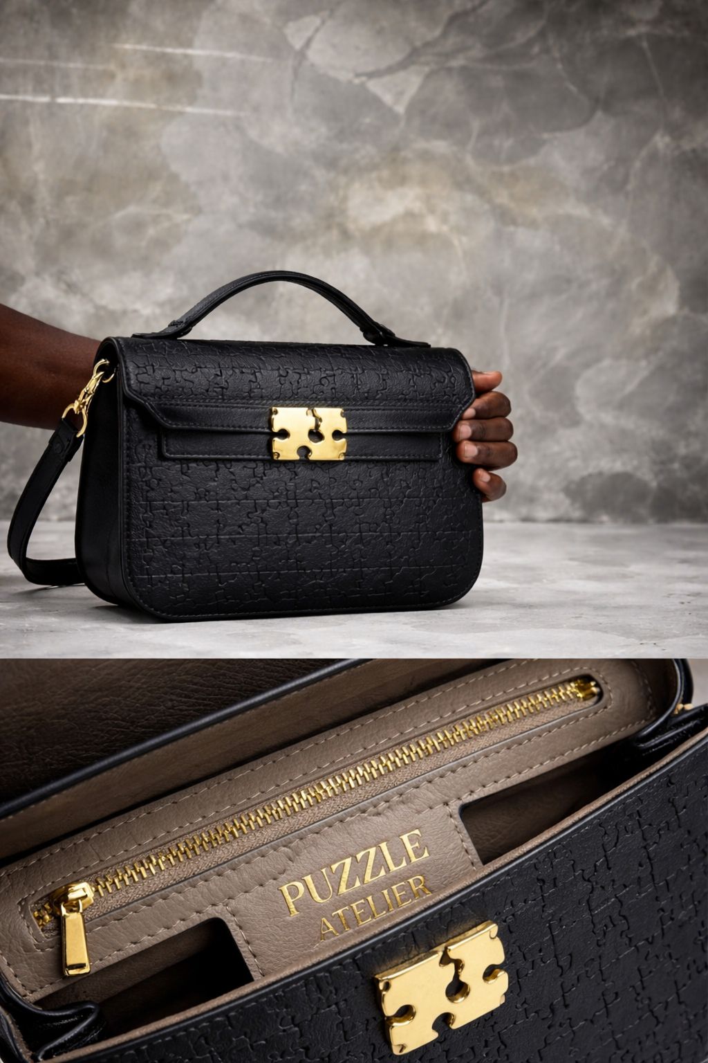 Pearl For Her Monogram Shadow Puzzle Lock Handbag