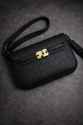 Puzzle Lock Monogram Shadow Leather Clutch Bag